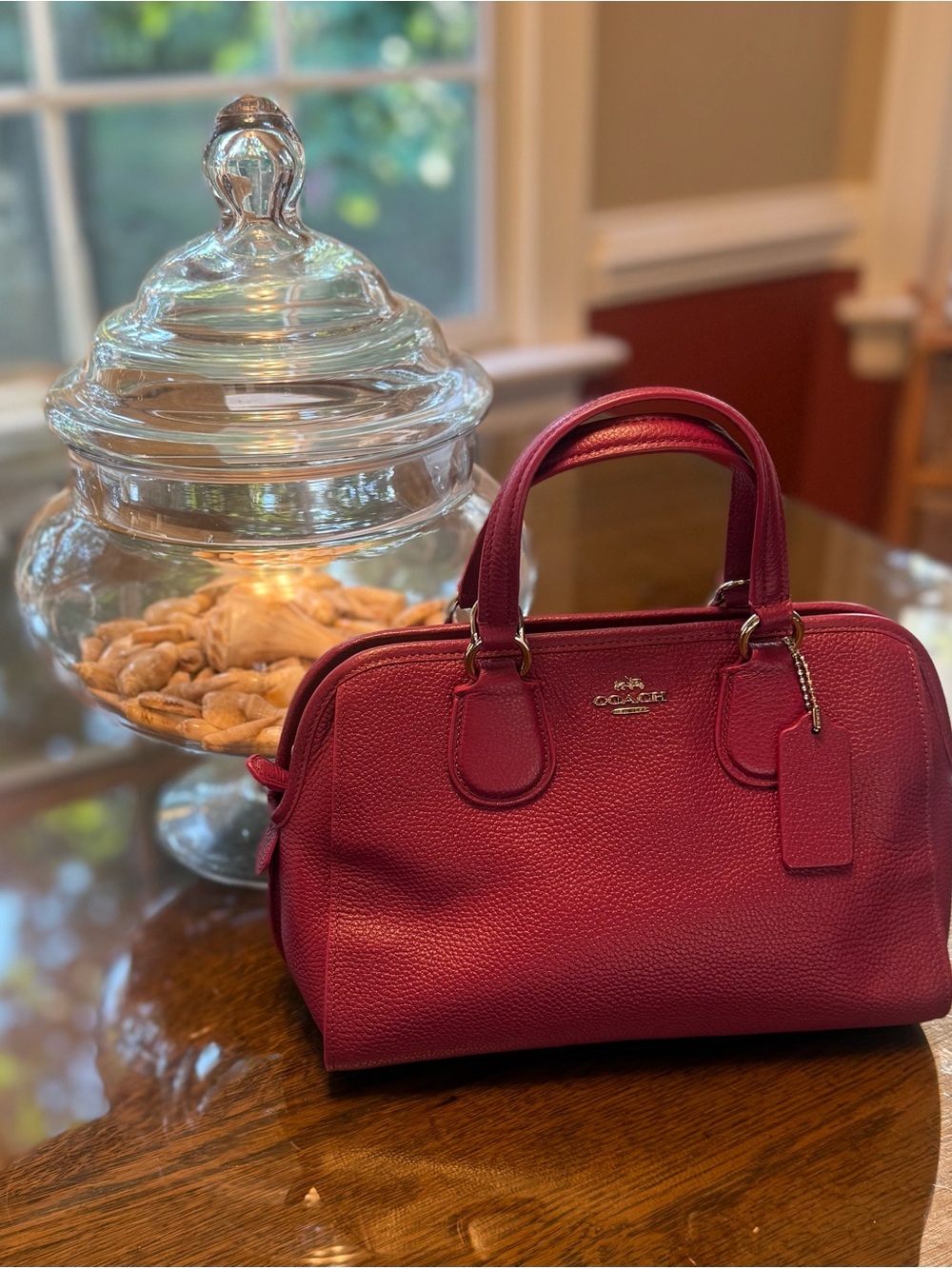 COACH Pebbled Leather Satchel in Berry - Picture 3 of 12